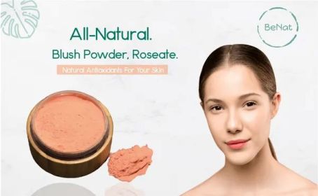 BeNat Loose Powder Blush – Vegan Makeup with Reusable Bamboo Case, 0.42 oz (OPTIONS: Roseate)